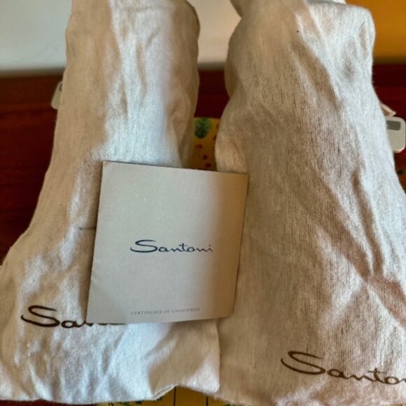 SANTONI Hammered Leather lowtop sneakers, Brn-Grn, NwoT, w/Bags, 9.5 US, RT$720 - Picture 4 of 11